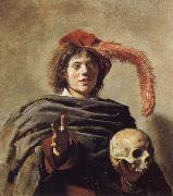 Frans Hals Young Man Holding a Skull oil painting reproduction